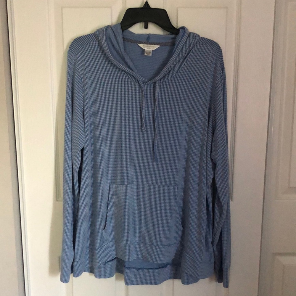 WEATHERPROOF VINTAGE Blue & White Checkered Hoodie with Pocket 2X